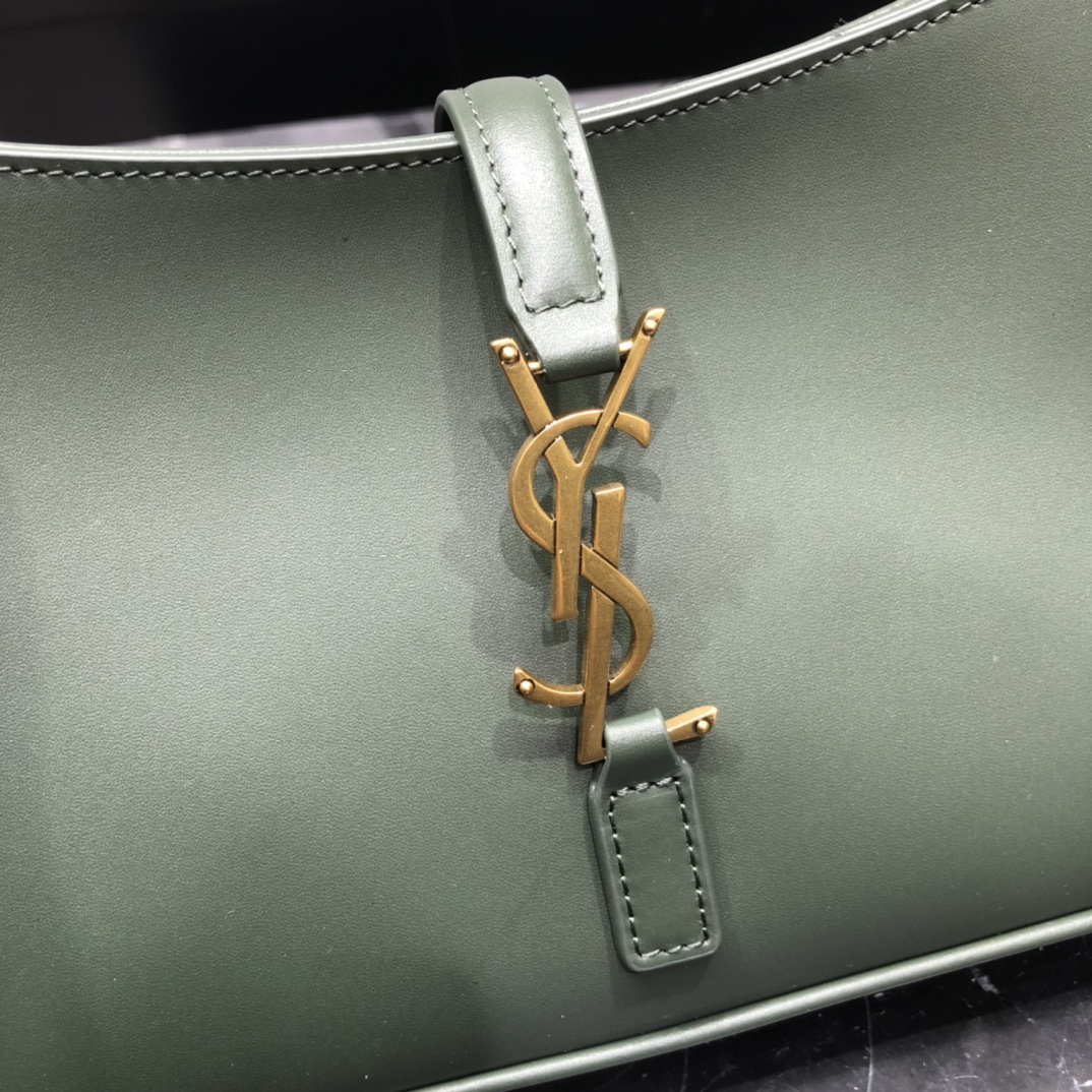 Saint Laurent LE 5 A 7 Smooth Calfskin Shoulder Bag Handbag Green 657228 